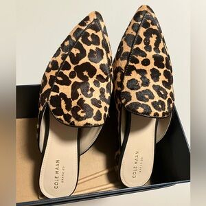 Cole Haan Women's Leopard Print Real Calf Fur Mules